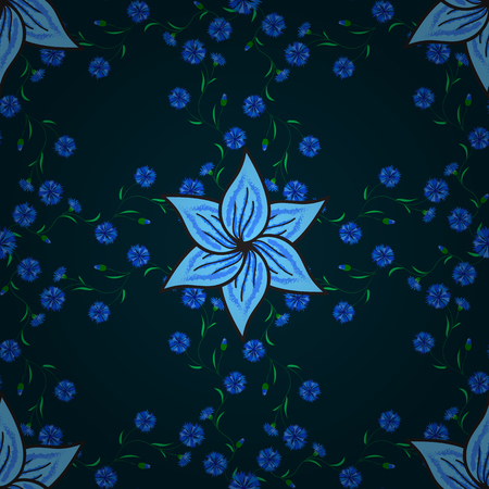 Vector flower concept. Summer design. Leaf natural pattern in blue colors. Seamless floral pattern can be used for sketch, website background, wrapping paper.のイラスト素材