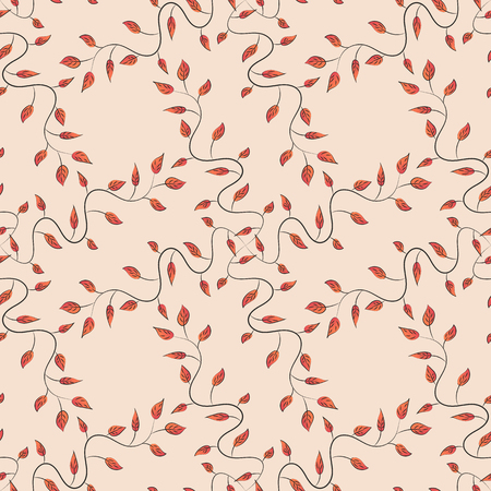 Hand drawn floral texture, blue decorative leaves. Vector seamless colorful floral pattern.のイラスト素材