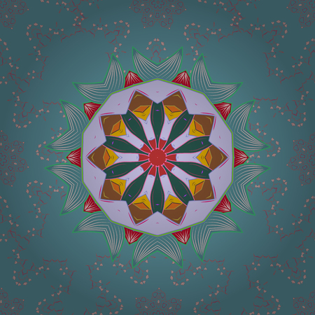 Ornament blue colored card with mandala. Geometric circle vector element. Tribal, Boho, Bohemian style. Kaleidoscope, medallion, yoga, india, arabic.のイラスト素材