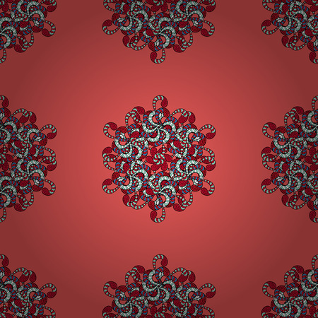 Ornate, eastern mandala with colored contour. Art, round, colorful ornament on a blue background.のイラスト素材