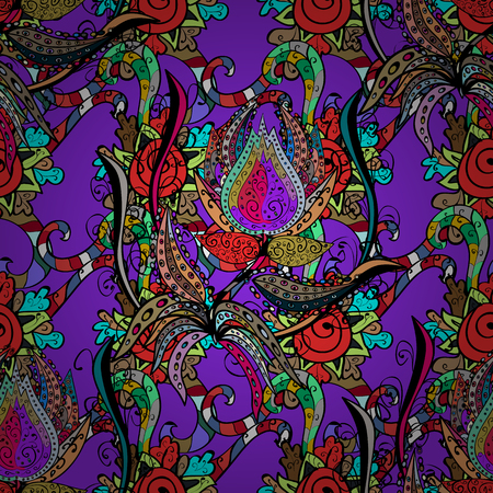 Floral watercolor seamless background. Vector textile print for bed linen, jacket, package design, fabric and fashion concepts. Seamless pattern with blue flowers.のイラスト素材