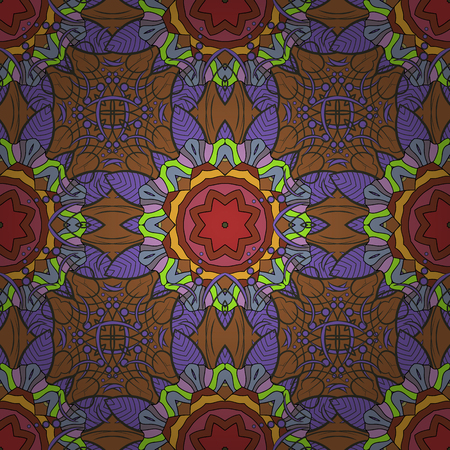 Watercolor hand painting of abstract blue and pink flowers, seamless pattern vector background.のイラスト素材