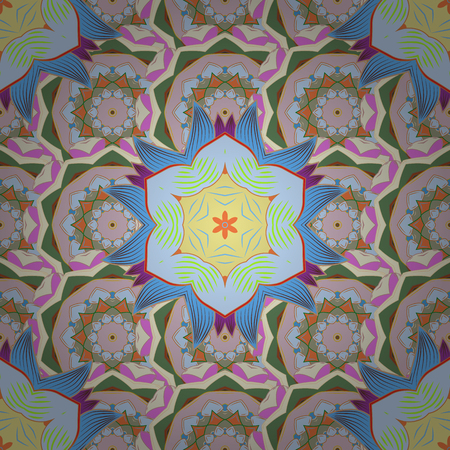 For invitation card, scrapbook, banner, postcard, tattoo, yoga, boho, magic, carpet, tile or lace. Decorative vector ornate colored mandala icon for card, colored Mandala on a white background.のイラスト素材