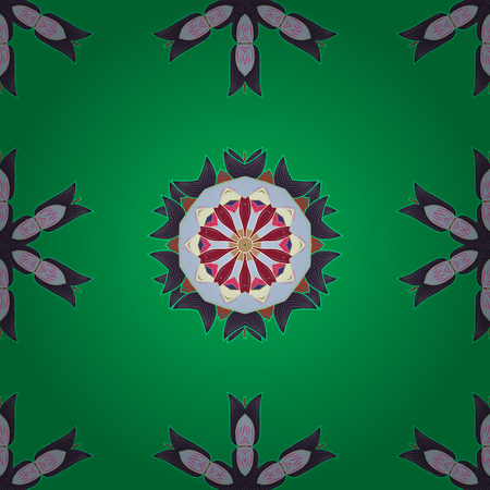 Colored elements. Abstract vector decorative ethnic mandala sketchy seamless pattern on white background.のイラスト素材