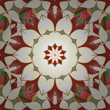 Vector Mandala on white background. Boho style flower seamless pattern. Tiled mandala design, best for print fabric or papper and more.のイラスト素材