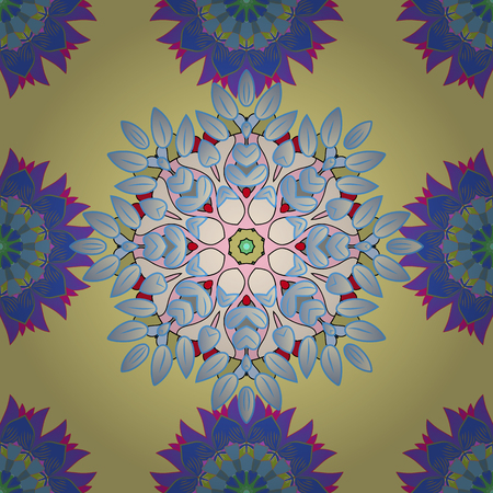 Ornamental doodle on white background. Vector nature seamless pattern with abstract ornament. Vector round mandala in childish style.のイラスト素材