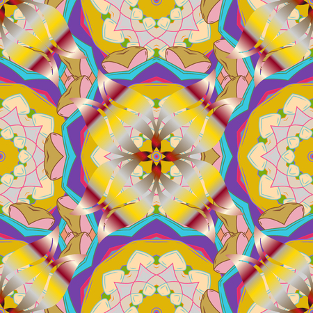 Vector seamless colorful floral pattern. Hand drawn floral texture, blue decorative flowers.のイラスト素材