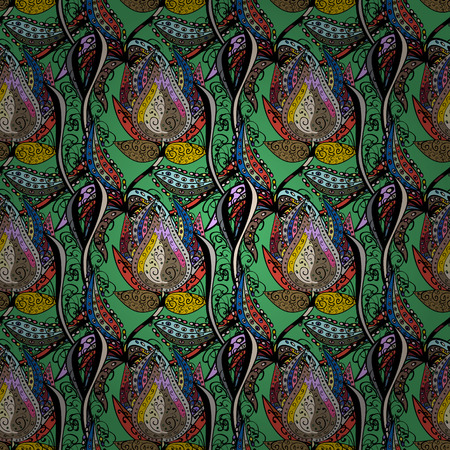 Blooming jungle. Motley vector illustration. Seamless exotic pattern with many blue tropical flowers.のイラスト素材