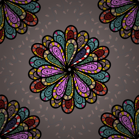 Hand drawn seamless flower illustration. Seamless pattern abstract floral background. Vector sketch of many abstract flowers in blue colors.のイラスト素材