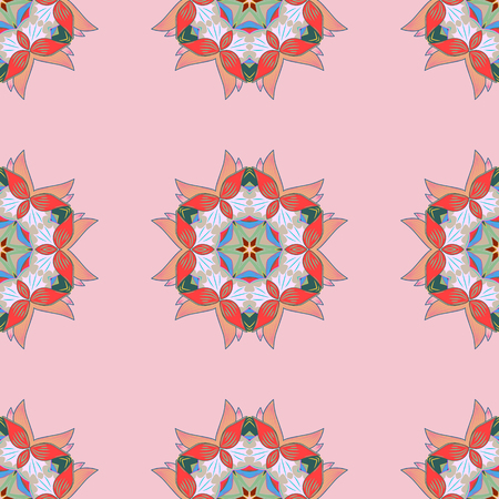 Islam, Arabic, Indian, turkish, pakistan, chinese, ottoman motifs. Vintage vector decorative elements. Colored Mandalas on a colorful background. Oriental pattern.のイラスト素材