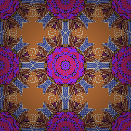 Vector seamless colorful floral pattern. Hand drawn floral texture, blue decorative flowers.のイラスト素材