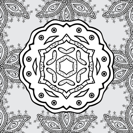 Seamless dim textured curls. Dim elements in oriental style arabesques. Vector dim seamless pattern. Seamless pattern on gray background.のイラスト素材