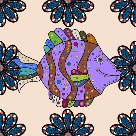 Varicolored vector seamless illustration. Tropical seamless pattern with many abstract flowers.のイラスト素材