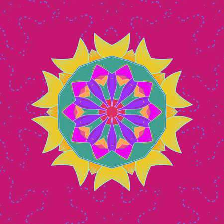 Abstract Mandala. Vector illustration. Vintage decorative elements. Islam, Arabic, Indian, turkish, pakistan, chinese, ottoman motifs. Oriental colored pattern on white background.のイラスト素材