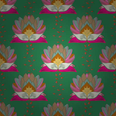 Vintage vector floral seamless pattern in pink colors.のイラスト素材