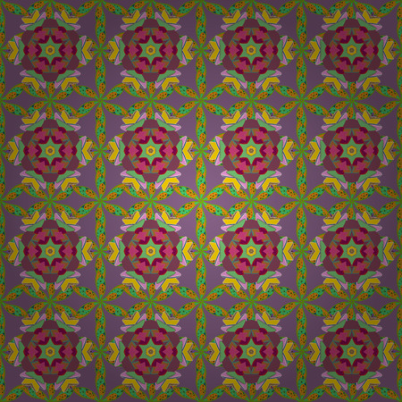 Decorative vintage print. Luxury floral pattern. Unusual greeting in oriental boho chic style. Round flower ornament. Square invite template. Vector invitation with colored mandala design element.のイラスト素材