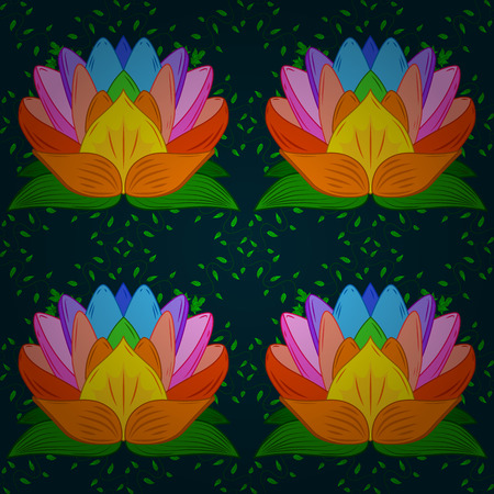 Vector seamless colorful floral pattern. Hand drawn floral texture, decorative flowers.のイラスト素材