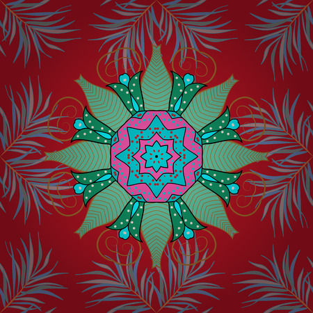 Outline. Vector doodle seamless pattern with ethnic mandala ornament on a background.のイラスト素材