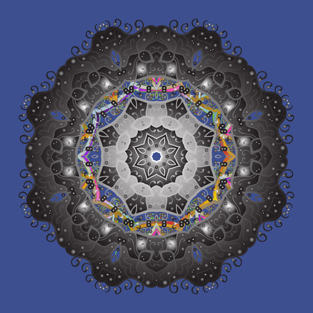 Floral border. Vector pattern, ornamental, Christmas background. Christmas snowflakes in colors with doodles and dots on colorful background. Winter boarder.のイラスト素材