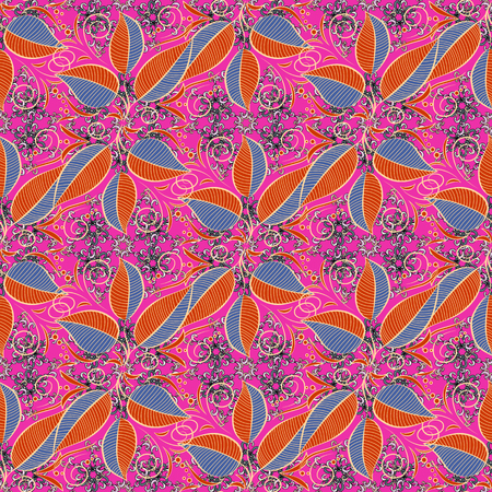 Beautiful fabric pattern. Trendy seamless Floral Pattern In Vector illustration. Flat Leaf Elements Design. Colour Summer Theme seamless pattern Background.のイラスト素材