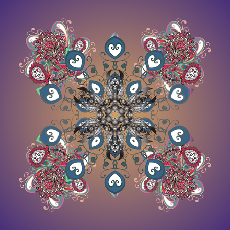 Textile print for bed linen, jacket, package design, fabric, fashion concepts. Abstract colorful snowflakes design. Snowflakes colorful pattern with watercolor effect. Vector colorful background.のイラスト素材