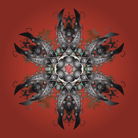 Vector snowflakes winter New Year frame. Seamless pattern on colorful background.のイラスト素材