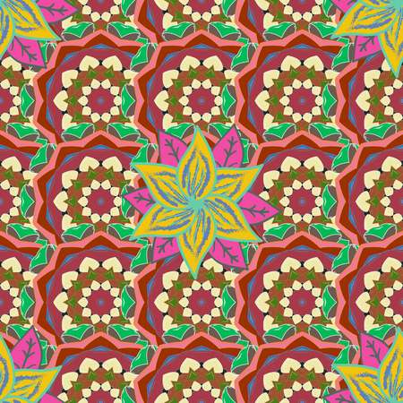 Flowers on colored background. Fabric pattern texture daisy flowers detail.のイラスト素材