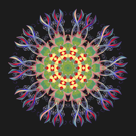 Ornament invitation card Vintage decorative elements on a colorful background. Tribal, Boho, Bohemian style, for flash tattoo. Vector colored Mandala.のイラスト素材