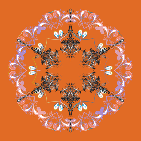 Isolated cute snowflakes on colorful background. Vector illustration. Background with snowflakes.のイラスト素材