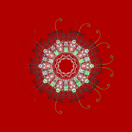 Beautiful decoration. Isolated watercolor snowflakes on colorful background. Symbol of winter. Vector illustration with isolated snowflake.のイラスト素材