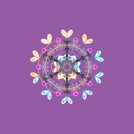 Vector snowflakes background. Snowflake colorful pattern. Snowflakes pattern. Flat design with abstract snowflakes isolated on colors background. Vector illustration.のイラスト素材
