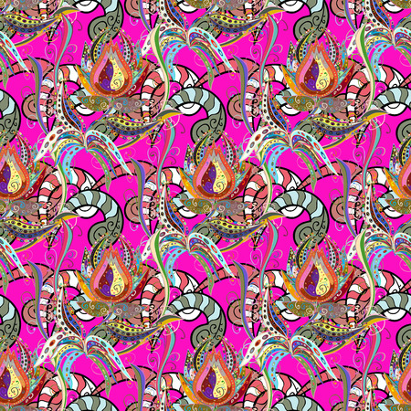 Nice flower vector pattern. Colour Spring Theme seamless pattern Background. Flat Flower Elements Design. Flowers on colored background.のイラスト素材