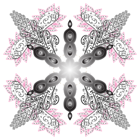 Winter coloring pages for adult art therapy. Vector illustration. Hand drawn antistress snowflake. Template for cover, poster, t-shirt or tattoo.のイラスト素材