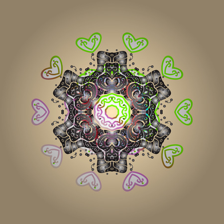 ?rystal snowflake in colors on colorful background. Vector illustration.のイラスト素材