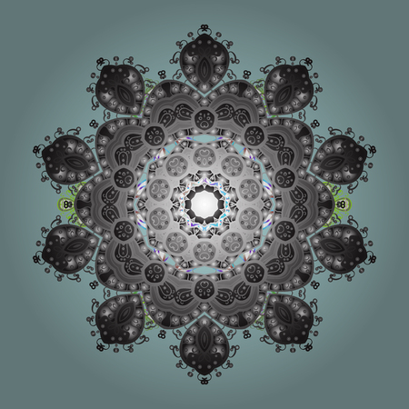 Vector illustration. Hand drawn antistress snowflake. Winter coloring pages for adult art therapy. Template for cover, poster, t-shirt or tattoo.のイラスト素材