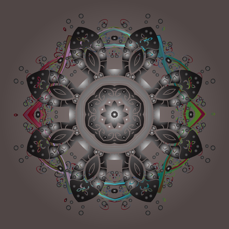 Vector illustration. Hand drawn antistress snowflake. Winter coloring pages for adult art therapy. Template for cover, poster, t-shirt or tattoo.のイラスト素材