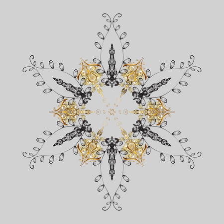 Fine snowflake. Isolated cute snowflakes on colorful background. Abstract winter ornament. Vector illustration. Round vector snowflake.のイラスト素材