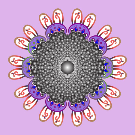 Vector illustration. Snowflakes pattern. Snowflake colorful pattern. Flat design with abstract snowflakes isolated on colors background. Vector snowflakes background.のイラスト素材