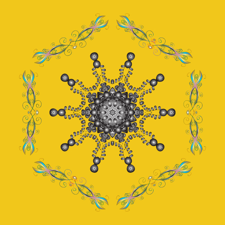 Vector illustration. Flat design with abstract snowflakes isolated on colorful background. Snowflakes background. Snowflakes pattern. Snowflake ornamental pattern.のイラスト素材