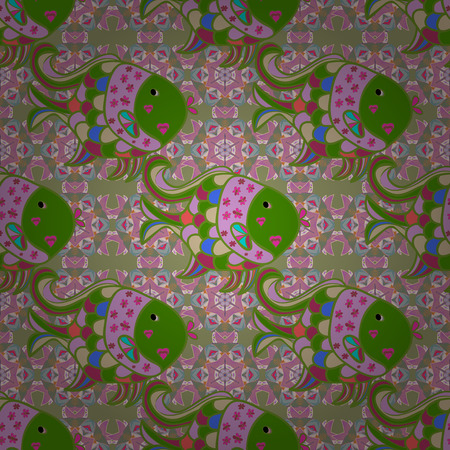 Flowers on colorful background. Hand painted watercolor allover seamless flowers and plants.のイラスト素材