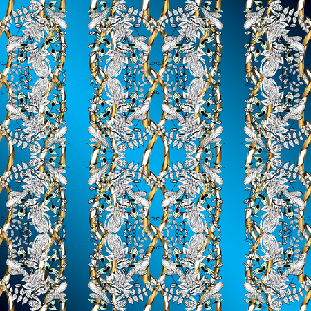 Ornamental classic golden pattern. Vector traditional orient ornament. Golden pattern on blue, white...