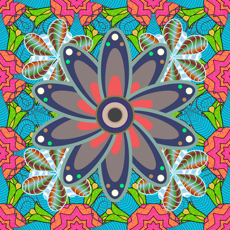 Cute Floral pattern in the small flower. Flowers on blue, violet and pink colors.のイラスト素材