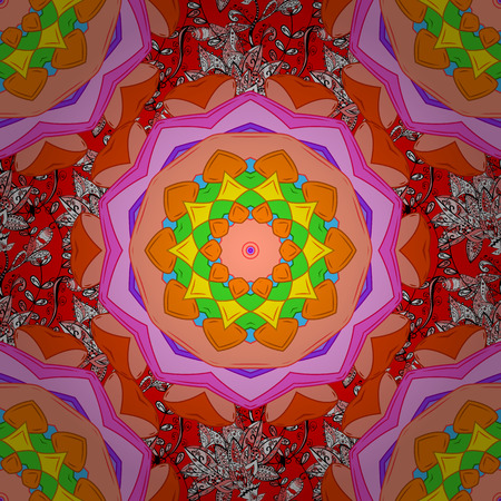 Watercolor hand painting of abstract orange, pink and red flowers, seamless pattern vector background.のイラスト素材