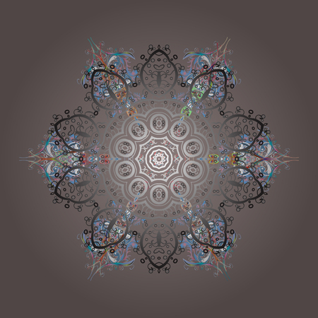 Snowflakes pattern. Snowflake colorful pattern. Flat design with abstract snowflakes isolated on colors background. Vector snowflakes background. Vector illustration.のイラスト素材