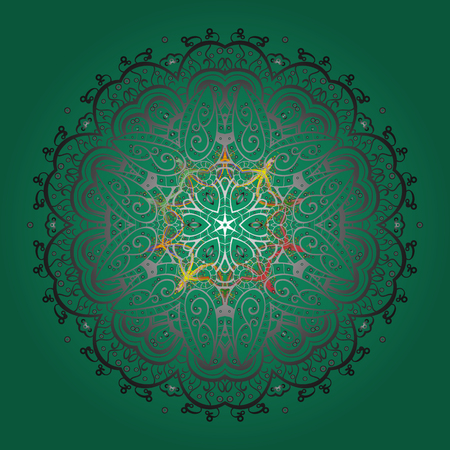 Snowflake mosaic icon. Graphic element decoration. Green, gray and brown silhouette snow flake sign isolated. Flat design. Vector. Symbol winter, frozen, Christmas, New Year holiday.のイラスト素材