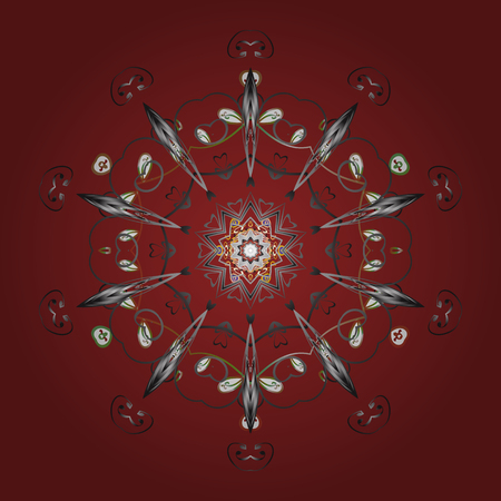 Trendy stylized snowflakes and elements memphis cards. Snowflakes design. Superb design poster, cover, card design in red, gray and brown colors. Retro style texture, abstract winter elements.のイラスト素材