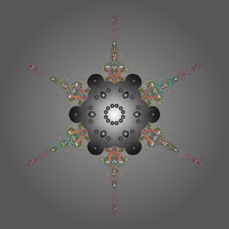 Snowflakes pattern. Flat design with abstract snowflakes isolated on background. Snowflakes background. Snowflake ornamental pattern. Vector illustration.のイラスト素材