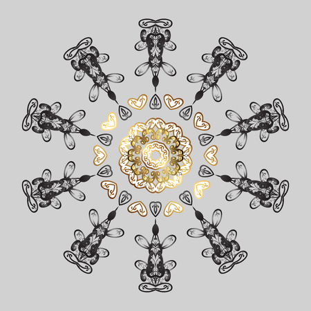 Stylized Flowers. Design for Fabric or Wallpaper. Vector illustration. Folk Style. Lacy Fashion Print for Textile. Decorative Texture Background of Mandalas. Ethnic of Lace Snowflakes.のイラスト素材