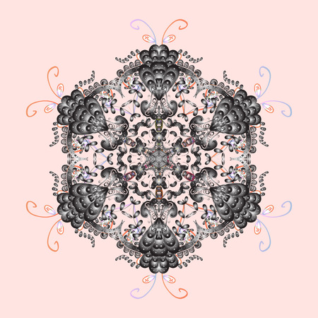 Cute abstract snowflakes vector design on neutral, gray and white colors. Flat snow doodle icons, snow flakes silhouette for christmas banner, cards. New year snowflake.のイラスト素材