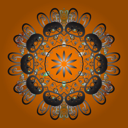 Fine winter ornament. Vector illustration. Snowflakes collection. Isolated of vector orange, gray and brown snowflakes.のイラスト素材